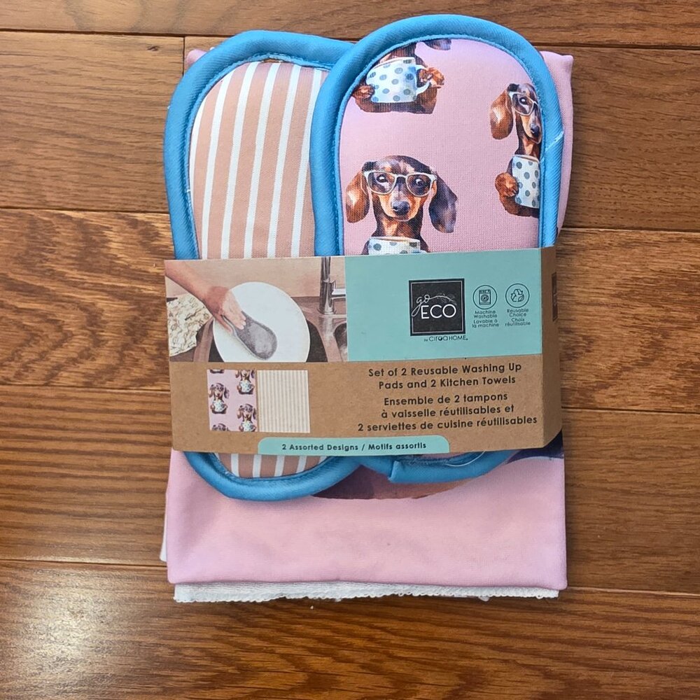 Dachshund Kitchen Towels and Reusable Washing Pads